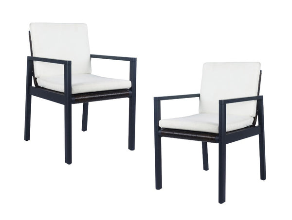VIG Furniture Cuba Modern Outdoor Dining Chairs Set Of 2 — Anthracite Aluminum & Acacia Wood, Cushioned Comfort For Patio (96) VGPD-296.53-DC