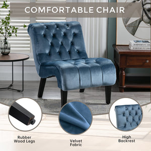 English Elm COOLMORE Velvet Armless Accent Chair with Solid Wood Frame Comfortable Upholstered Barrel Seat Light Blue W39550131
