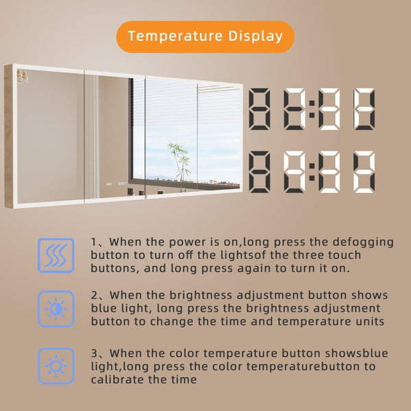 English Elm Lighted Aluminum Medicine Cabinet Smart Mirror with Anti-fog Led and Built-in Usb Outlet W5609P461522