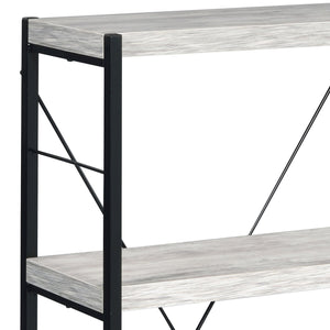 English Elm Antique industrial rustic 3-shelf bookcase with faux concrete shelves, metal sled frame, durable style B062P185716