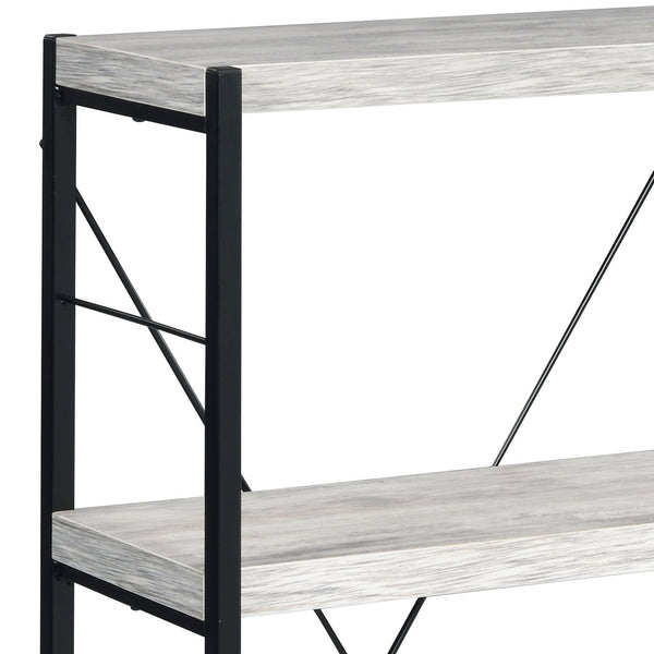 English Elm Antique industrial rustic 3-shelf bookcase with faux concrete shelves, metal sled frame, durable style B062P185716