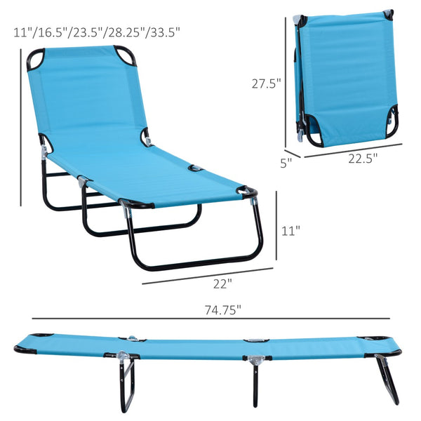 English Elm Outsunny Folding Chaise Lounge Chairs - 5-Level Recline, Portable Steel Frame For Beach & Patio Use W2225P249606-GIGA
