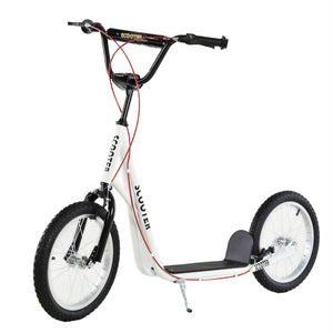 English Elm Aosom Youth Kick Scooter Steel Frame Inflatable Wheels Dual Brakes Adjustable Bar White W2225P217072