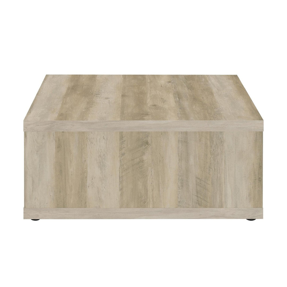 English Elm Square Engineered Wood Coffee Table - Distressed Pine Finish, Rustic Charm & Open Shelving Design B016P380696-GIGA