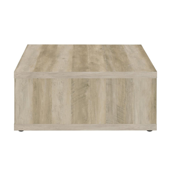 English Elm Square Engineered Wood Coffee Table - Distressed Pine Finish, Rustic Charm & Open Shelving Design B016P380696-GIGA