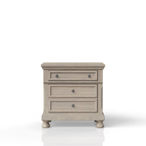 English Elm Antique Two-Drawer Gray Nightstand with Solid Wood & MDF, Transitional Design, Top Seller Quality B2699P208272