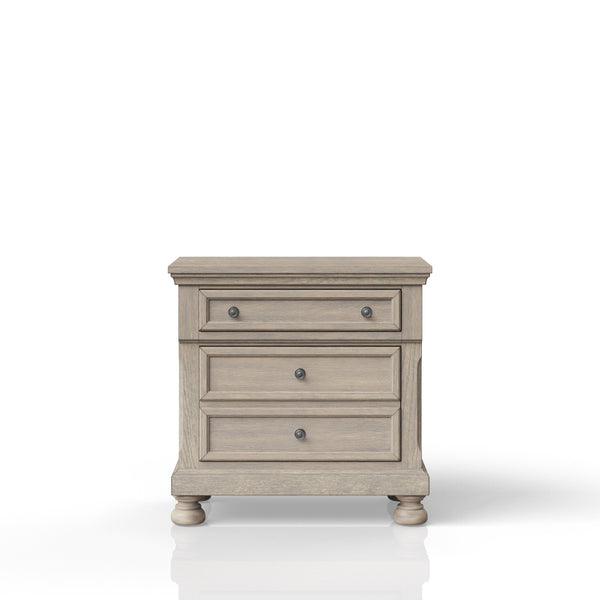 English Elm Antique Two-Drawer Gray Nightstand with Solid Wood & MDF, Transitional Design, Top Seller Quality B2699P208272