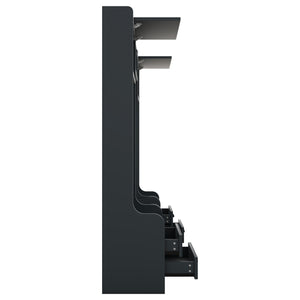 English Elm 4-in-1 Hall Tree with Bench, 7 Hooks, 2 Cabinets & 4 Drawers for Entryway Storage and Seating Antique Blue W1580S00091