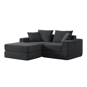 English Elm Modular Cloud Sectional Corduroy Sofa Deep Seat Comfort for Flexible Living Spaces Dark Gray W3396P435277