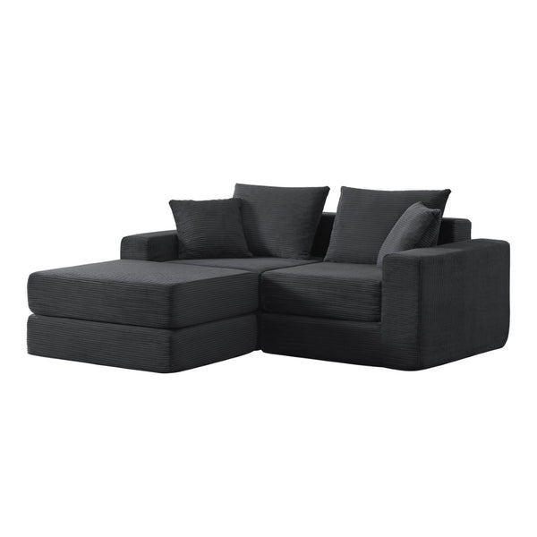 English Elm Modular Cloud Sectional Corduroy Sofa Deep Seat Comfort for Flexible Living Spaces Dark Gray W3396P435277