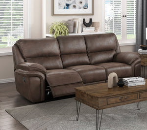 English Elm Plush Reclining Sofa and Loveseat Set Microfiber Upholstered Living Room Furniture Brown B011S01291