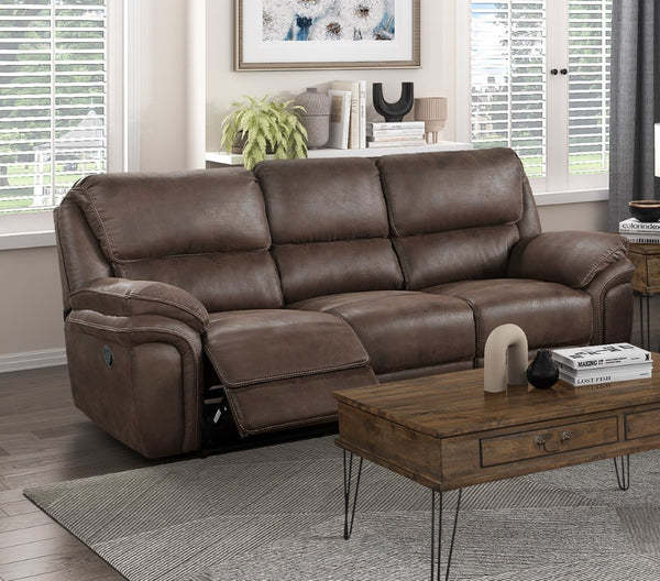 English Elm Plush Reclining Sofa and Loveseat Set Microfiber Upholstered Living Room Furniture Brown B011S01291