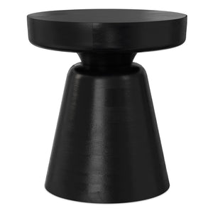 English Elm Robbie Solid Mango Wood Round Accent Table Sculptural Black Stain Bohemian Decor B136P419899