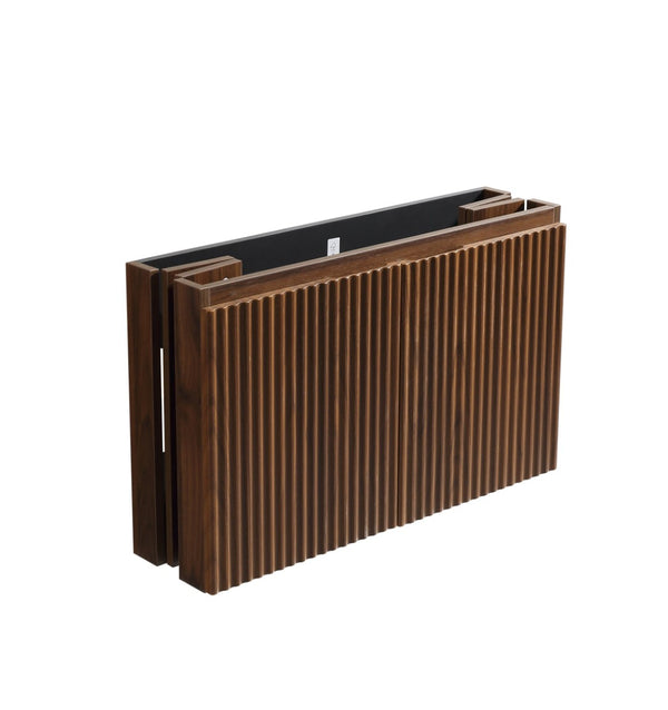 English Elm 30 Inch Floating Bathroom Vanity Fluted Wood Grain Front with Ceramic Integrated Sink Walnut W3520S00028