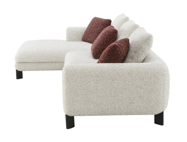 English Elm Mardi Maroon & Beige Tweed Sectional Sofa with 3 Accent Pillows, Bouclé Upholstery, 880lb Capacity B2726S00436