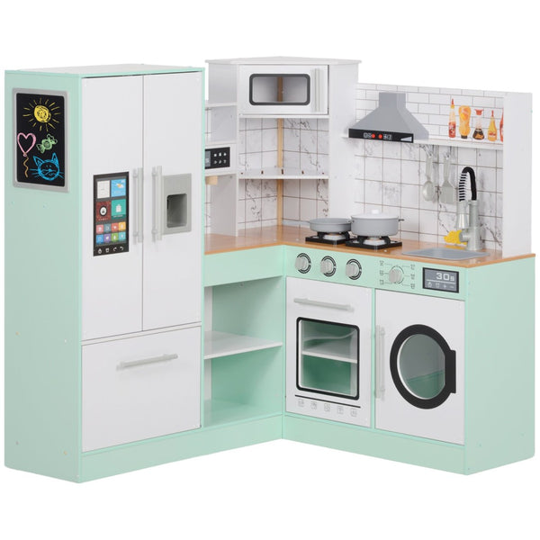 English Elm Qaba Corner Kids Kitchen Playset with Lights Sounds Chalkboard and Ice Maker W2225P249827