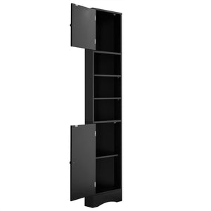 English Elm Multi-Functional Corner Cabinet Tall Trapezoid Bathroom Storage with Adjustable Shelves, Doors, Anti-Dump Device Black WF530911AAB