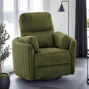English Elm Power Power Glider Recliner with Swivel, Smooth Glide Motion, Power Recline Button, Plush Pillow Seat, Vibrant Upholstery Accents for Modern Living Room Olive Green 39 L x 32 W x 26 H B2741P391200
