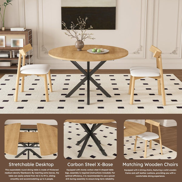 English Elm 59-inch Expandable Glass Top Dining Set Seats 8 with Upholstered Chairs X-base W2700S00123