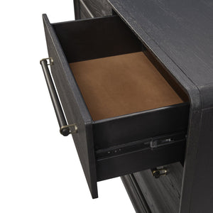 English Elm Small Dresser Peppercorn — Elm Veneer Six-Drawer Chest with Felt Top Drawers and Cedar Liner Black 57 L x 22.25 W x 35.5 H B2699P401402