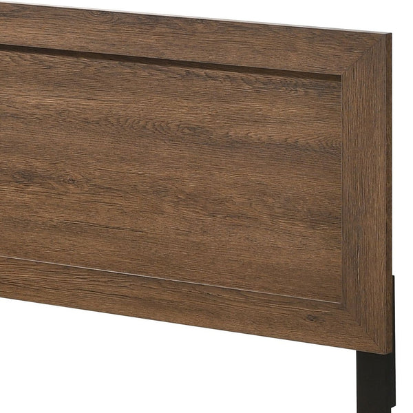 English Elm Oak Eastern King Panel Bed with Elevated Headboard, 12 Slats for Support & Airflow, Tapered Legs B062P208993