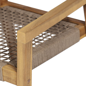 English Elm Christopher Knight Home® - Outdoor Rope Woven Acacia Dining Chair Set with Breathable Backrest and Durable Weather‑Resistant Wood Light Teak 39.5 L x 24.25 W x 10.25 H N776P247440L