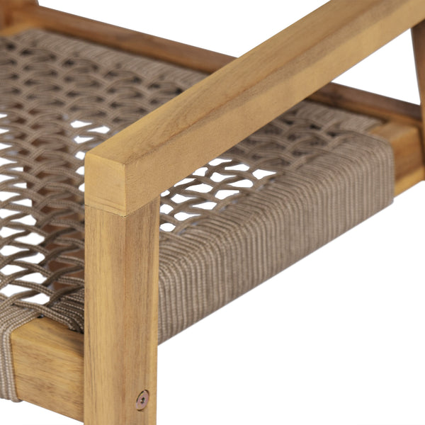 English Elm Christopher Knight Home® - Outdoor Rope Woven Acacia Dining Chair Set with Breathable Backrest and Durable Weather‑Resistant Wood Light Teak 39.5 L x 24.25 W x 10.25 H N776P247440L