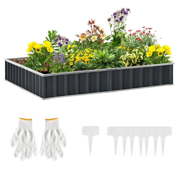 English Elm Outsunny 8.5' X 3' Galvanized Steel Raised Garden Bed - Perfect Planter For Vegetables, Herbs & Flowers W2225P217238-GIGA