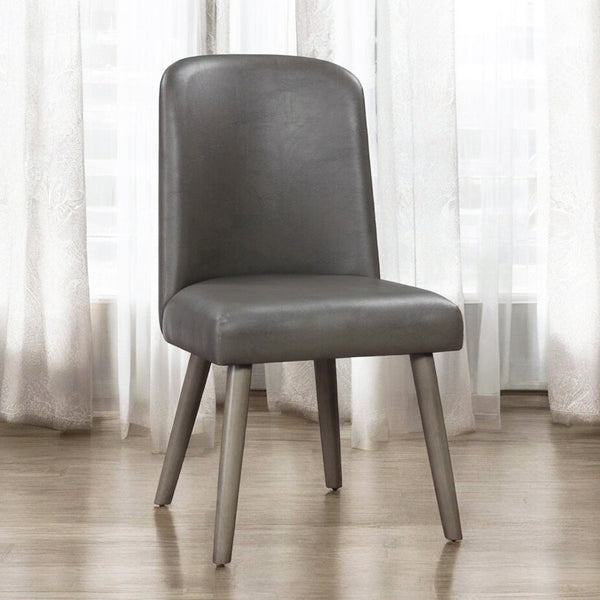 English Elm Set Of 2 Cushioned Pu Side Chairs With Gray Oak Legs, Modern Comfort For Dining & Home Office B016P314454-GIGA