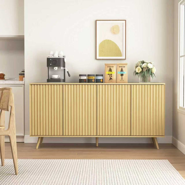 English Elm Sideboard Walnut Credenza with Hexagonal Doors and Adjustable Shelves for Dining Areas W409P327407
