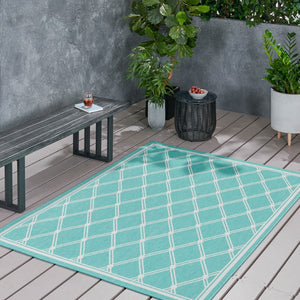 Christopher Knight Home® - Noble House - Eutropia 5'3" X 7' Indoor Area Rug, Teal and Ivory