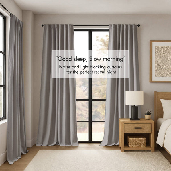 English Elm 2-pk 52x108 Inch Total Blackout Curtain Panels Noise Reducing Bedroom Theater Grey B035P496620