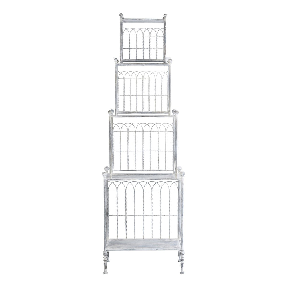 English Elm 25.5x17x80.5" Iron Etagere Three Tier Antique Shelf Twisted Rope Detail Tall Storage W2078P452902