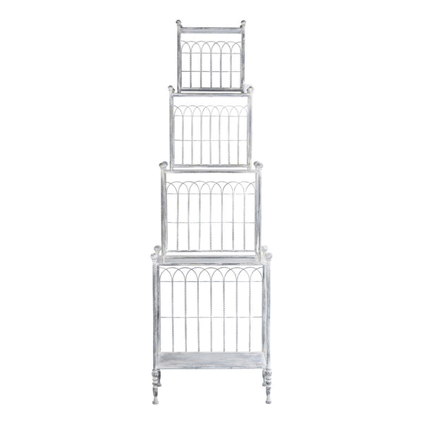 English Elm 25.5x17x80.5" Iron Etagere Three Tier Antique Shelf Twisted Rope Detail Tall Storage W2078P452902