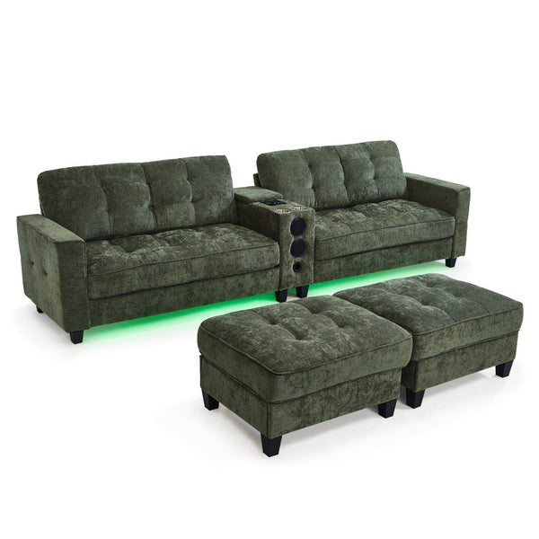 English Elm Swivel Barrel Accent Chair Chenille Tufted Round Club Seat for Living Room Lounge Green N719S002290F