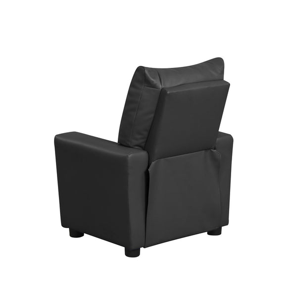 English Elm PVC Kids Recliner Chair with Cupholder and Easy-Clean Fabric, Comfortable Reclining Seat for Room Fun Black B016P404569