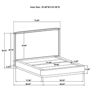 English Elm Kimpton Queen Platform Bed Tall Wingback Headboard Beige Upholstered Oak Veneer Frame B062S01739