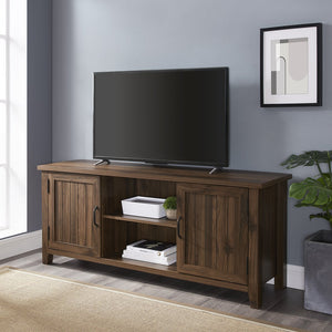 English Elm Walker Edison - Classic Grooved-Door TV Stand Dark Walnut — Durable MDF, Adjustable Shelves, Cord Management, Fits 65" TVs B185P169328