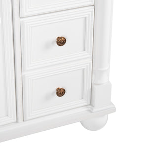 English Elm 35.6" Freestanding Bathroom Vanity with Roman Column Base and Ceramic Integrated Sink W1801S00009