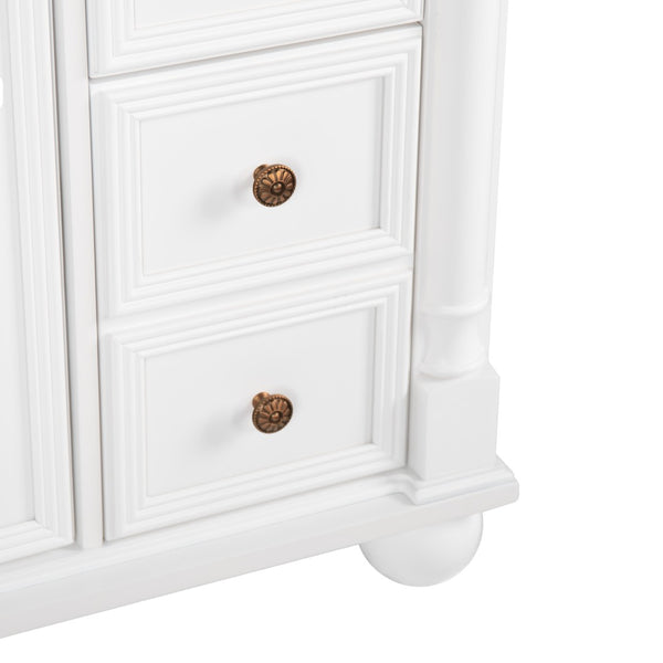English Elm 35.6" Freestanding Bathroom Vanity with Roman Column Base and Ceramic Integrated Sink W1801S00009