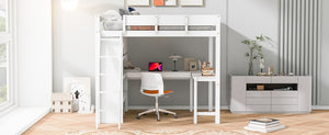 English Elm Full Size Loft Bed with Built-in Desk and Shelving for Kids or Teen Bedrooms LT000802AAK