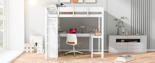 English Elm Full Size Loft Bed with Built-in Desk and Shelving for Kids or Teen Bedrooms LT000802AAK