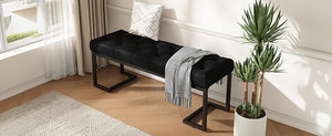 English Elm Christopher Knight Home® - Upholstered Button Tufted Bench – Luxurious Velvet Seating With Iron Frame, Modern Black & Bronze Design N757P256383B