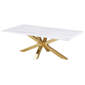 English Elm Maciel Sculptural Starburst Base Coffee Table with Faux Marble Top in Glam Gold B062S01683