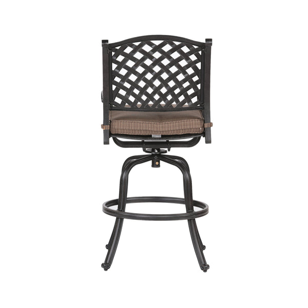 English Elm Cast Aluminum Counter Stool Set Of 2 With Cushions, Swivel Seats For Stylish Outdoor Living B010P278343