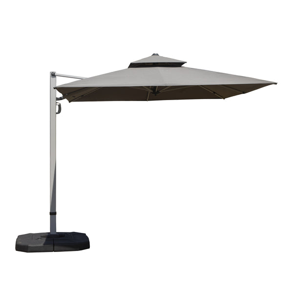English Elm 9'x 11' Rectangle Cantilever Umbrella with Reinforced 9-Rib Frame, 360° Pedal Rotation, Tilt Adjustment Gray W1859P337791