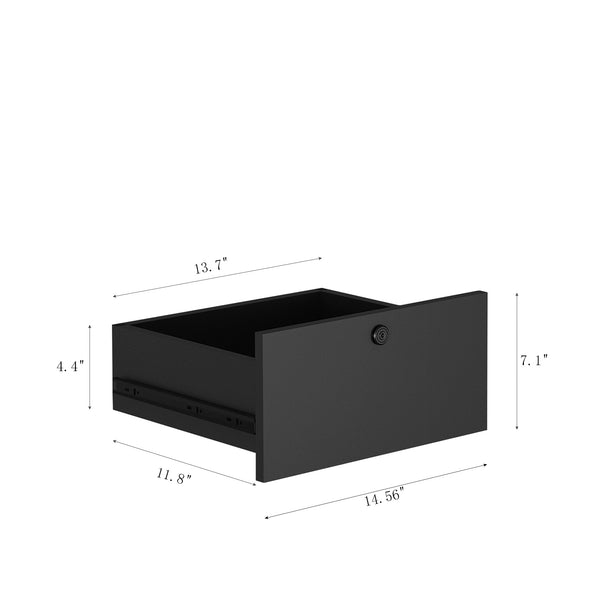 English Elm Nightstands with Built-In Charging, Voice-Control Night Light, Lockable Cabinet and Open Shelves for Bedroom Black 45.86 L x 19.88 W x 10.22 H W1321P311158