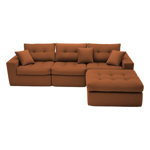English Elm Corduroy L-shaped Sectional Sleeper Sofa No Assembly Needed for Apartments Orange W5532S00032