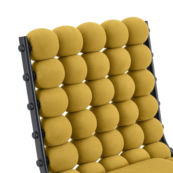 English Elm Cream Dutch Velvet Swivel Chair Tufted Bubble Backrest Glam Armless Accent Seat Black,Yellow W3875P448022