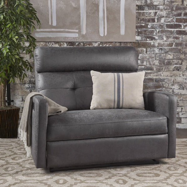 English Elm Christopher Knight Home® - Reclining Loveseat with Push-Back Recline, Plush Tufted Fabric Sofa, Compact Wall-Hugger Design Slate 61372.00MF